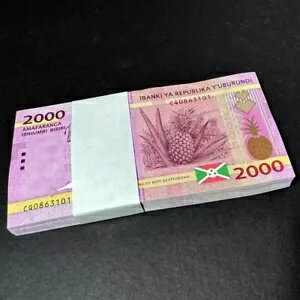 フルバンドル ロット 100 個、ブルンジ 2000 フラン、ランダム年、UNC、P-52 新品