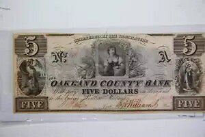 1843 $5、ミシガン州ポンティアック、廃止された通貨、店舗販売 09322557