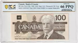 1988 AJN0544617 カナダ銀行 BC-60a 100 ドル紙幣 PCGS 66 PPQ GEM。ネコ$350.@#1347