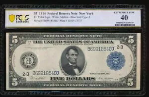AC Fr 851a 1914 $5 ニューヨーク FRN PCGS 40 !