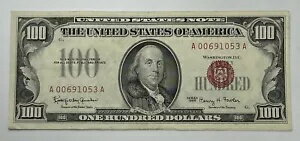 1966 ドル 100 ドル紙幣レッド シール シリーズ - 非常に良好な流通状態