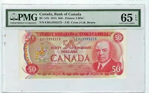 1975 年 カナダ銀行 50 ドル紙幣、PMG ジェム UNC-65 EPQ