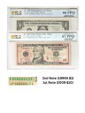 1 ドルと 10 ドルの 2 枚セット 一致するシリアル番号 66666643 PCGS グレード 66/67 PPQ