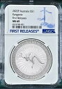 2022 P オーストラリア シルバー カンガルー NGC MS 69 $1 1 オンス コイン ブルー FR ラベル 完璧