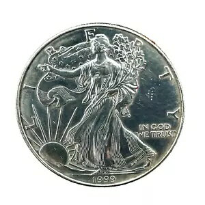 1999-P 1 オンス シルバー アメリカン イーグル - ジャスト コイン 箱なし - 軽微な欠陥