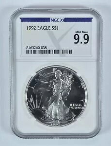 1992 アメリカン シルバー イーグル ミントステート 9.9 NGC X NGCX