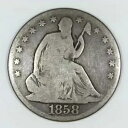 1858 O シーテッド リバティ ハーフダラー 米国 90% 銀貨 G+ Z433