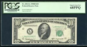 FR。 2014-L 1950-D $10 連邦準備金紙幣 カリフォルニア州サンフランシスコ PCGS GEM UNC-68PPQ