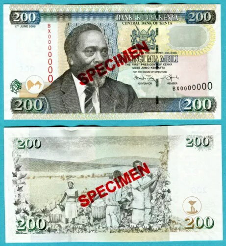 ケニア 200 シリング 2009 P49ds UNC - 標本