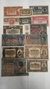 ハンガリー コロナ、フィラーロット 14pc 1912 - 1923 (VF-aUNC)