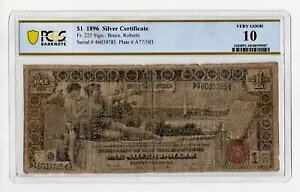 1896 年 $1 銀証明書「教育」神父225 - PCGS 10