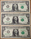 連邦準備銀行 3 個セット 1 ドル 1988-2006 マッチング ロー シリアル 00000818 UNC