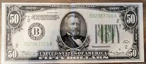 1934 年 $50 連邦準備銀行紙幣 - ニューヨーク、ニース クリーン ノート 無格付け