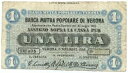 1 リラ・ビリエット・フィドゥチャリオ・バンカ・ムトゥア・ポポラーレ・ディ・ヴェローナ 08/11/1868 BB