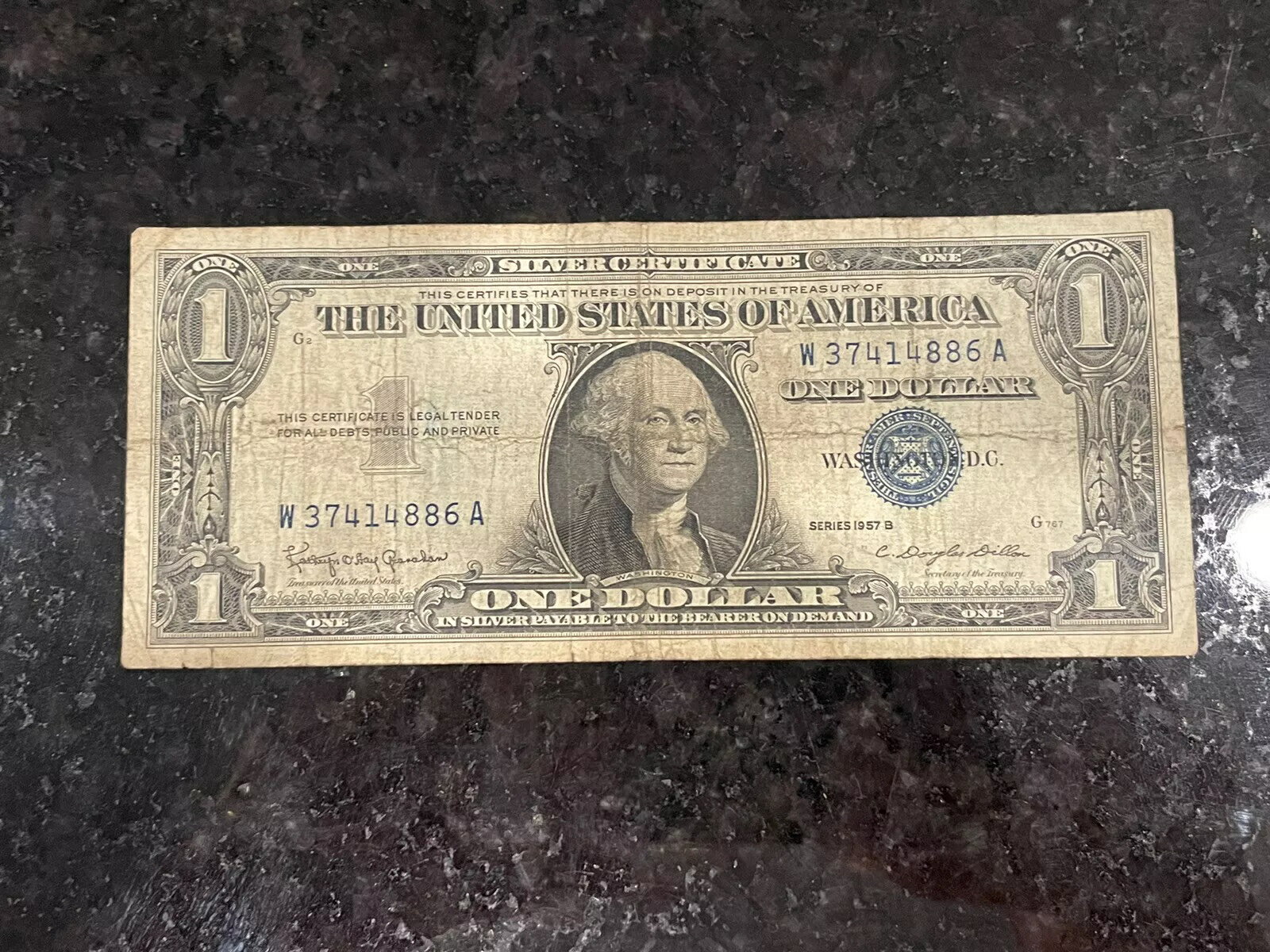 1957 B シリーズ $1 シルバー証明書