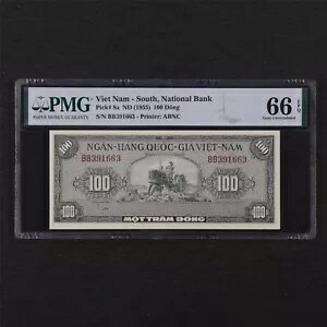 1955 ベトナム南国立銀行 100 ドン ピック#8a PMG 66 EPQ ジェム UNC