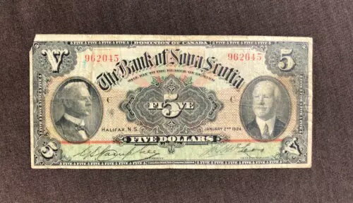 紙幣 ノバスコシア銀行 1924年 $5 5ドル 962045 ハリファックス