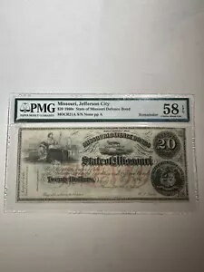 ミズーリ州国防債 ミズーリ州ジェファーソンシティ 20 ドル 1860 年代の残金