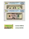 1 ドルと 5 ドルの 2 枚セット シリアル番号が一致 00004407 PCGS グレード 64/69 PPQ