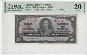 カナダ $10 オズボーン タワーズ O/T ピック 61a VF20 クリスプ