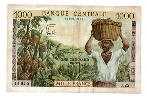 ND (1962) カメルーン 1000 フラン紙幣-ピック#12 非常に上質