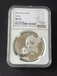 2019 中国パンダ銀貨 10 元 30g NGC MS70