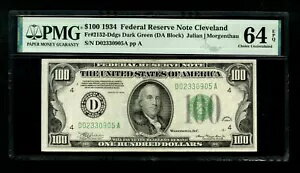 1934 年 $100 連邦準備銀行券 Fr 2152-D DGS クリーブランド銀行 FRN PMG 64 EPQ