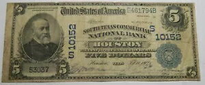テキサス州ヒューストン - $5 1902 PB Fr. 602 南テキサス商業国立銀行 Ch#(S)10152