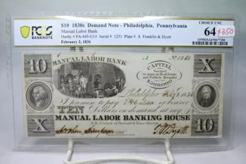 1830ǯ $10 ưϫƯ ڥ󥷥Х˥ ε¤ PCGS 64 #7280