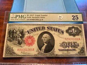 FR。 39 $1 1917 ラージサイズ法定通貨紙幣 非常に上質 25 PMG 格下げ
