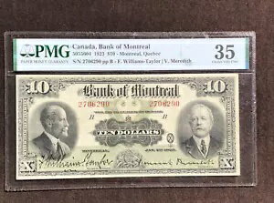 紙幣 モントリオール銀行 1923年 $10 10ドル #2706290 PMG 35 VF