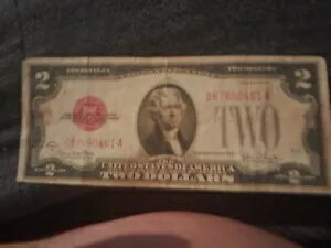 1928 シリーズ G 2 ドル $2 レッドシール 米国紙幣 古い米国紙幣 穴なし