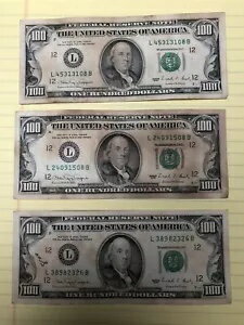 シリーズ 1990。3x100 100 ドル札スモール ヘッド オールド スタイル