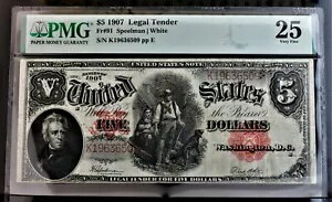 1907ǯ $5 ˡ̲ Fr#91 ԡޥ/ۥ磻 PMG VF25