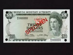 バミューダ:P-31、20 ドル、1984* 標本交換 * クイーン エリザベス 2 世 * UNC *