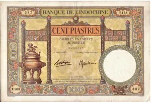 紙幣、仏印中国、100 ピアストル、KM : P-51d、XF(30-35)