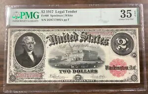 1917 ドル 2 法定通貨レッドシール紙幣 PMG 35 選択非常に上質な EPQ