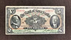 紙幣 ノバスコシア銀行 1924年 $5 5ドル 1726787 ハリファックス