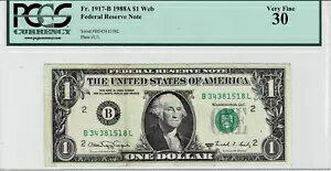 1988A Ϣˮ١WEBץΡ-fr.1917-B--BL ֥å--PCGS Very Fine 30--Ĵֱ