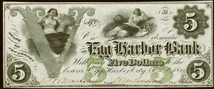 1860年代のニュージャージー州エッグハーバー - エッグハーバー銀行 - 5ドル - ゴージャスなクリスプノート！