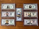 カラー化された両面米国紙幣 7 枚セット $1 $2 $5 $10 $20 $50 $100 ハードケース付き。