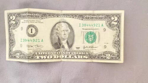 2 ドル $2 紙幣シリーズ 2003 - シリアル番号 I 38444921A