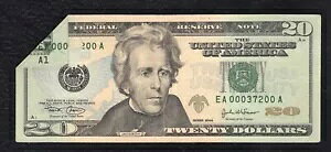 2004 年 $20 フランス連邦準備制度紙幣「印刷された折り目と障害物エラー」