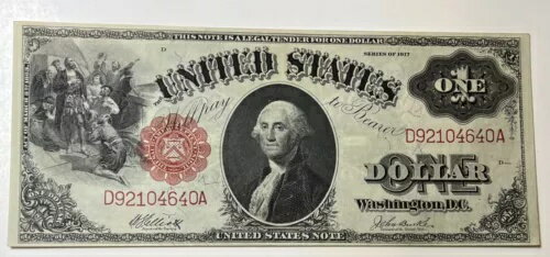 1917 年の大型米ドル 1 ドル法定通貨レッドシール紙幣シリーズ G. ワシントン