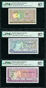 ルワンダ 3 個セット 20、50、100 フラン 1964-69 P-6a 7a 8a SUPERB GEM UNC PMG 67 EPQ