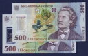 ルーマニア - セット 2 500 レイ P123 2009 2005 + 2022 2018 - ポリマー - 古い + 新しい COA - UNC