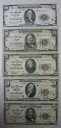 (5本セット) 1929 FRBNシリーズ ~ $5、$10、$20、$50、$100 ~ F/VF/極細