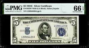 $5 1934C С Fr#1653W 磻 (LA ֥å) PMG 66 EPQ ̤ή