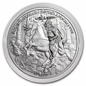 黙示録の四騎士 戦争の赤い馬 1 オンス 0.999 銀貨 新品!