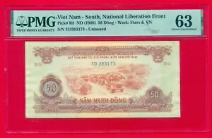 1968 ベトナム - 南部民族解放戦線 50 ドン ピック#R8 PMG 63 UNC